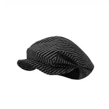 氧气樱桃 小众设计经典条纹立体褶皱薄款文艺报童帽不规则画家帽 棉 贝雷帽 男女同款情侣款