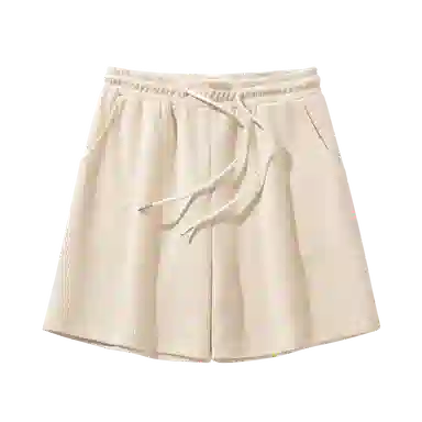 兰缪 简约美式基础纯色舒适通勤出游华夫格纹高腰显瘦休闲短裤 女款