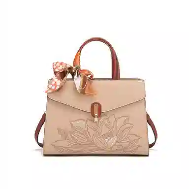 老人头 新中式国风高级感刺绣百搭 合成革 托特包单肩斜挎手提包 常规 女款 多色