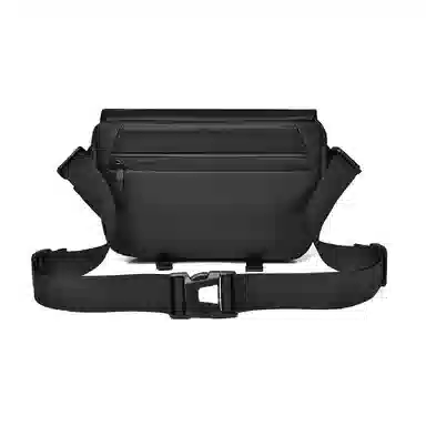 老人头 潮流休闲时尚百搭纯色简约设计 织物 斜挎包胸包 男款 黑色