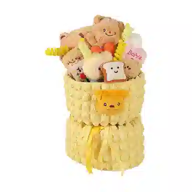 欧洛伊 卡通可爱奶油小熊布偶花束小熊战士 萌趣治愈安抚 玩偶周边