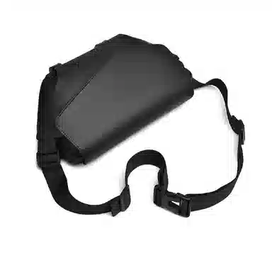 老人头 潮流休闲时尚百搭纯色简约设计 织物 斜挎包胸包 男款 黑色