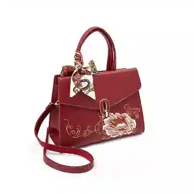 老人头 新中式国风高级感刺绣百搭 合成革 托特包单肩斜挎手提包 常规 女款 多色