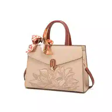 老人头 新中式国风高级感刺绣百搭 合成革 托特包单肩斜挎手提包 常规 女款 多色