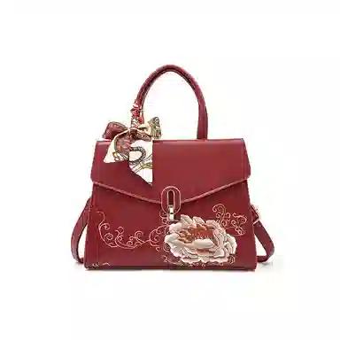 老人头 新中式国风高级感刺绣百搭 合成革 托特包单肩斜挎手提包 常规 女款 多色