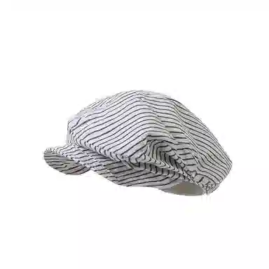 氧气樱桃 小众设计经典条纹立体褶皱薄款文艺报童帽不规则画家帽 棉 贝雷帽 男女同款情侣款