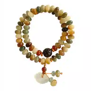 聆听花开 八方来财事业有成文玩新中式小众复古国潮吉祥如意平安喜乐万事顺遂轻奢高级感寓意好运洛誉元清 菩提根 手串 男女同款情侣款