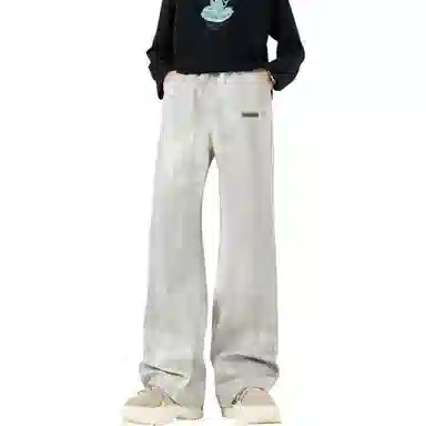 王者荣耀 美式复古水洗做旧直筒裤宽松舒适青少年高颜值休闲百搭时尚牛仔裤 标语款 男女同款