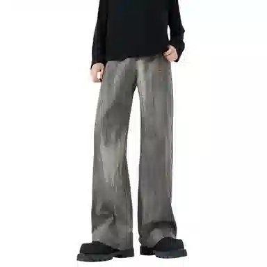 王者荣耀 美式复古水洗做旧直筒裤宽松舒适青少年高颜值休闲百搭时尚牛仔裤 标语款 男女同款