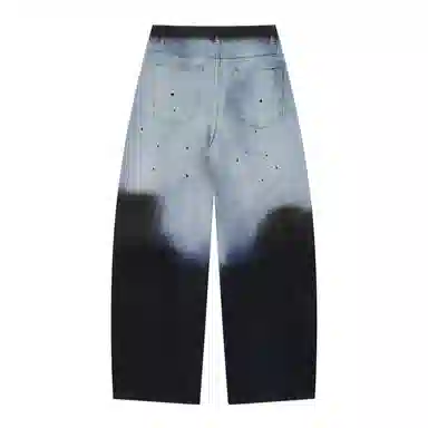 花蔓色 中腰适中宽松直筒牛仔裤 女款