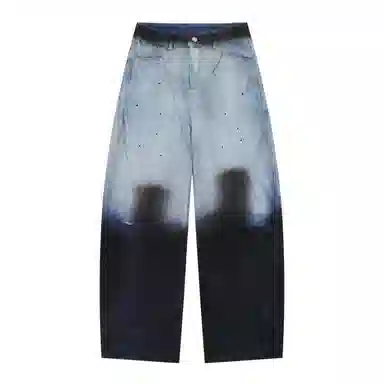 花蔓色 中腰适中宽松直筒牛仔裤 女款