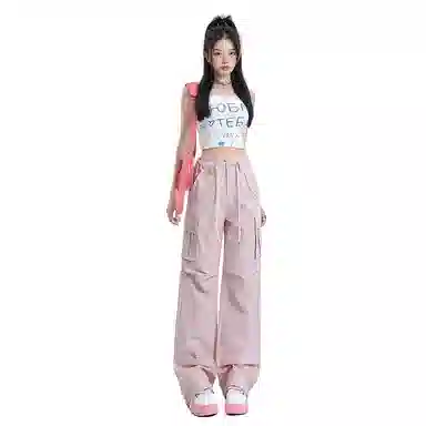 玫丝朵 高腰工装小众设计阔腿休闲裤 女款