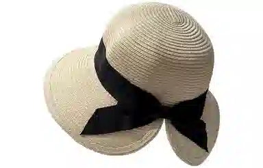 优幽兰 韩版简约沙滩百搭休闲可折叠夏海边度假轻奢高级感蝴蝶结大帽檐遮阳显脸小 草编 防晒帽 女款