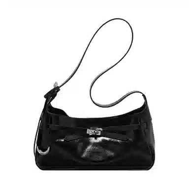 纳兰杜 慵懒松弛感通勤时尚潮流百搭高级感 牛皮拼合成革 腋下单肩包 女款 米白色/黑色