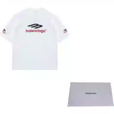 Balenciaga FW23 Logo Embroidered T-Shirt White