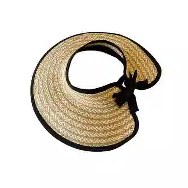 艾佳微 户外海边游玩日常通勤大檐可折叠防晒空顶帽子夏季遮阳帽防紫外线草帽 聚酯纤维 渔夫帽 男女同款情侣款