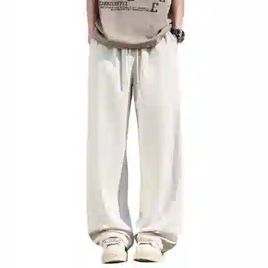 顶峰保罗 冰丝网眼透气纯色薄款无性别主义垂感阔腿长裤弹力户外健身运动百搭抽绳显高直筒宽松休闲裤 男女同款