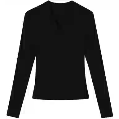 PSO Brand V-Neck Slim Ribbed Long Sleeve Tee