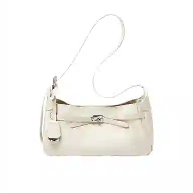 纳兰杜 慵懒松弛感通勤时尚潮流百搭高级感 牛皮拼合成革 腋下单肩包 女款 米白色/黑色