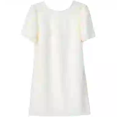 黛尔佳人 纯色适中高腰宽松圆领短袖连衣裙 女款