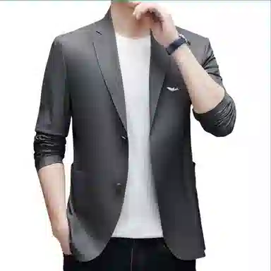 大白鲨 春秋外套商务中年百搭绅士户外微弹纯色休闲弹力单西爸爸装西装 男款