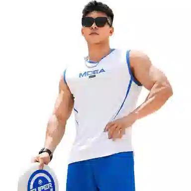 墨立方 拼色字母时尚透气休闲百搭合身无袖背心 男款