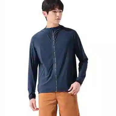 探路者 纯色户外弹力轻薄连帽夹克外套 男款
