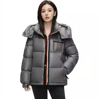 鸭鸭 时尚百搭加厚鸭绒保暖休闲短款连帽羽绒服 男女同款