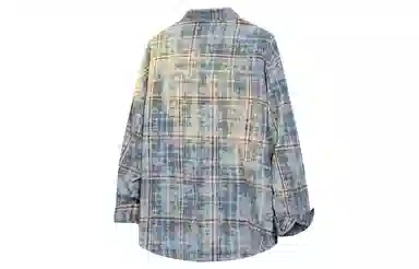 王者荣耀 美式扎染格子翻领外套宽松舒适高街痞帅青少年高颜值休闲百搭时尚长袖衬衫 标语款 男女同款