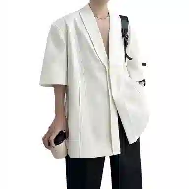 高级感小众禁欲系潮牌纯色透气百搭短袖西装 男女同款