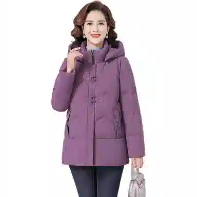 鸭鸭 纯色时尚休闲连帽简约舒适通勤长袖羽绒服 女款