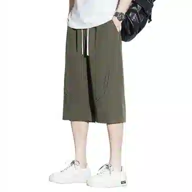 顶峰保罗 无性别主义纯色亲肤透气七分裤美式直筒凉感速干运动宽松时尚百搭抽绳休闲短裤 男女同款