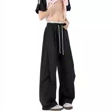 童先森 薄款凉感冰丝日系复古潮流美式垂感宽松直筒休闲裤 男款