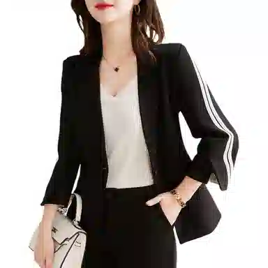 【dme】 纽扣利落挺括拼色西服外套西装 女款 黑色