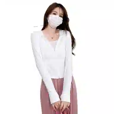 玉儿恋 透气防紫外线修身薄款纯色直筒拉链防晒服 女款