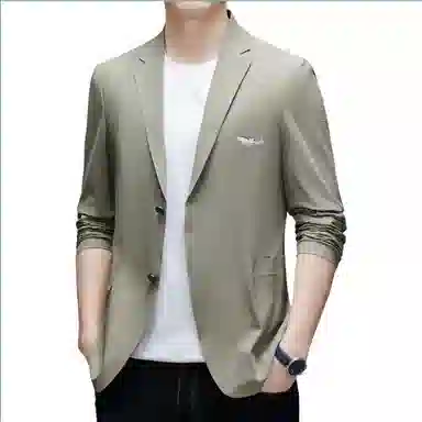 大白鲨 春秋外套商务中年百搭绅士户外微弹纯色休闲弹力单西爸爸装西装 男款