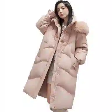 鸭鸭 舒适休闲经典保暖时尚加厚宽松连帽中长款羽绒服 女款