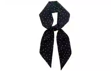 优幽兰 韩版法式复古黑白波点长条领巾时尚百搭高级感气质系脖长条飘带装饰颈脖丝带领巾多功能氛围感搭配 丝巾 女款