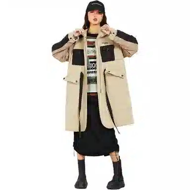 木果果木 撞色复古长袖风衣 女款