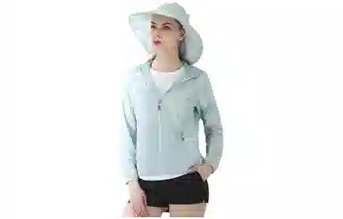 探路者 纯色户外轻薄透气连帽皮肤衣 女款