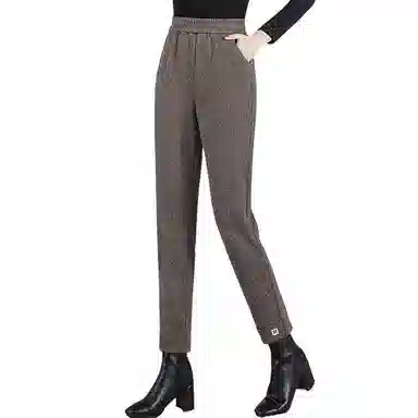 丝柏舍 高腰人字纹哈伦裤松紧腰九分显瘦休闲裤 女款