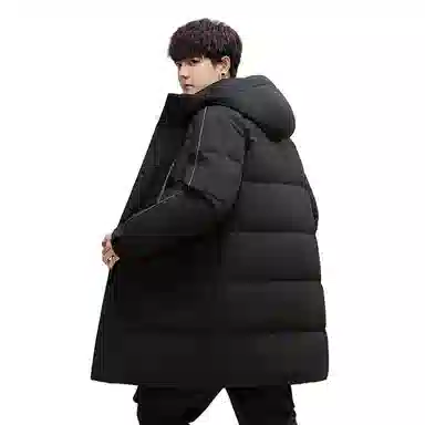 鸭鸭 石墨烯蓄热极寒系列中青年韩版休闲基础百搭连帽户外运动加厚保暖中长款羽绒服 男款