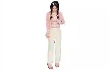 花栗鼠小姐 窄版纯色阔腿休闲裤 女款