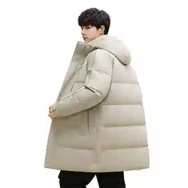 鸭鸭 石墨烯蓄热极寒系列中青年韩版休闲基础百搭连帽户外运动加厚保暖中长款羽绒服 男款