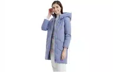 坦博尔 中长款连帽修身羽绒服 女款