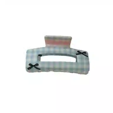 希铃 奶油系列碎花格纹蝴蝶结#好运 亚克力 发夹 女款