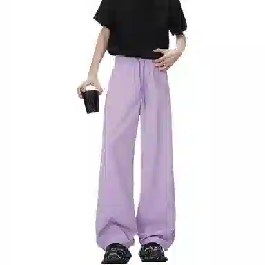 顶峰保罗 美式凉感复古痞帅直筒长裤情侣潮牌薄款宽松简约舒适小众百搭显瘦显高运动休闲裤 男女同款