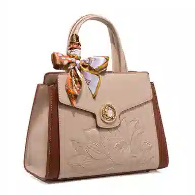 老人头 新中式刺绣国风时尚百搭妈妈包 合成革 托特包单肩斜挎手提包 女款 多色