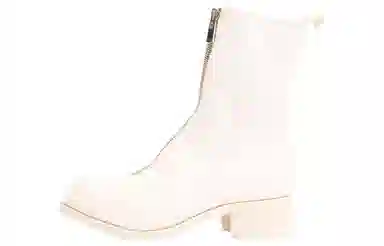 GUIDI Front Zip Ankle Boot White
