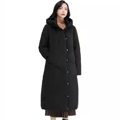 鸭鸭 纯色长款连帽加厚长袖羽绒服 女款